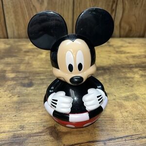 Disney Mickey Mouse Roly Poly Large 6" Sassy Chime Rattle Baby Toy Teeter Weeble